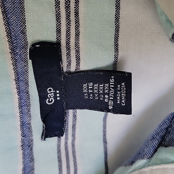 Gap Coastal Grandma linen blend striped button down shirt XXL - Picture 2 of 7